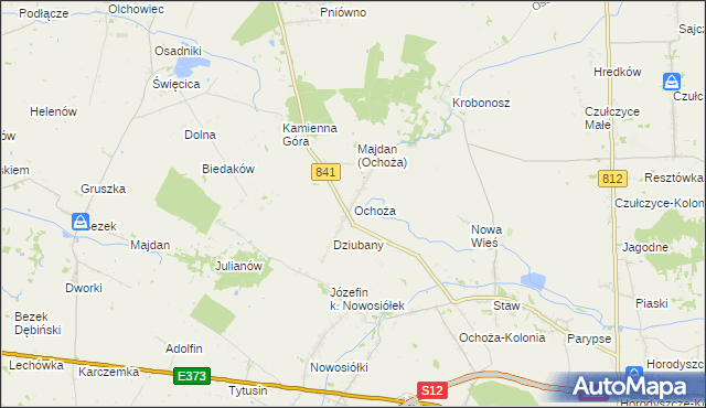 mapa Ochoża gmina Wierzbica, Ochoża gmina Wierzbica na mapie Targeo