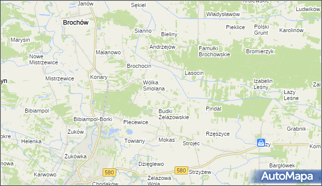 mapa Olszowiec gmina Brochów, Olszowiec gmina Brochów na mapie Targeo