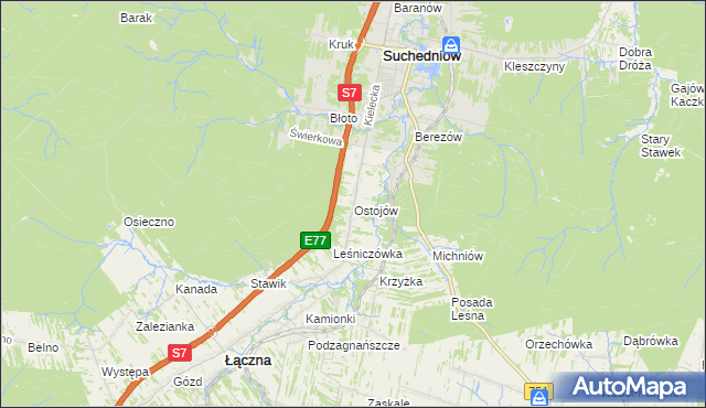 mapa Ostojów, Ostojów na mapie Targeo