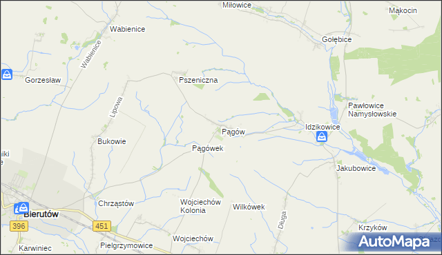 mapa Pągów gmina Wilków, Pągów gmina Wilków na mapie Targeo