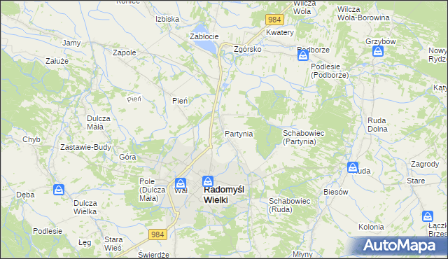 mapa Partynia, Partynia na mapie Targeo