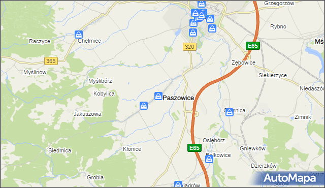 mapa Paszowice, Paszowice na mapie Targeo