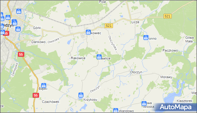 mapa Pawlice, Pawlice na mapie Targeo