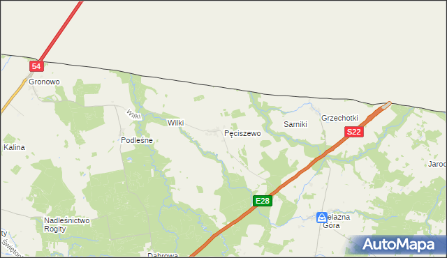 mapa Pęciszewo, Pęciszewo na mapie Targeo
