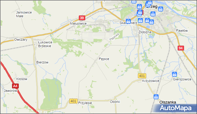 mapa Pępice gmina Skarbimierz, Pępice gmina Skarbimierz na mapie Targeo