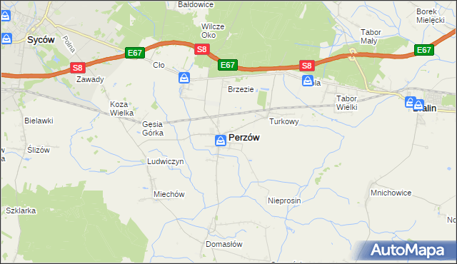mapa Perzów, Perzów na mapie Targeo