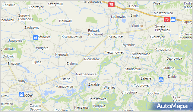 mapa Pierzchów, Pierzchów na mapie Targeo