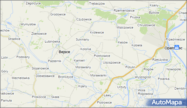 mapa Piotrkowice gmina Bejsce, Piotrkowice gmina Bejsce na mapie Targeo
