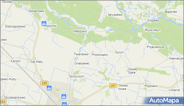 mapa Piotrkówko gmina Szamotuły, Piotrkówko gmina Szamotuły na mapie Targeo