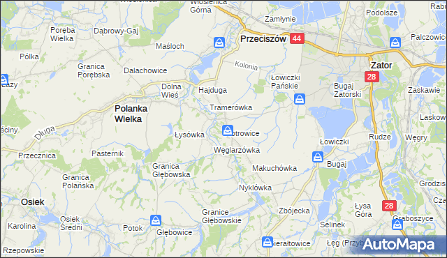 mapa Piotrowice gmina Przeciszów, Piotrowice gmina Przeciszów na mapie Targeo