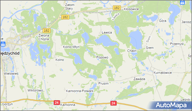mapa Popowo gmina Międzychód, Popowo gmina Międzychód na mapie Targeo