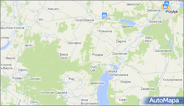 mapa Posada gmina Przytyk, Posada gmina Przytyk na mapie Targeo