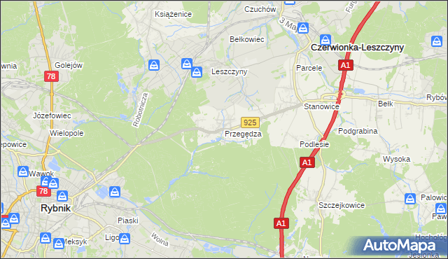 mapa Przegędza, Przegędza na mapie Targeo