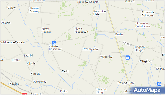 mapa Przemysłów gmina Chąśno, Przemysłów gmina Chąśno na mapie Targeo