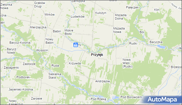 mapa Przyłęk powiat zwoleński, Przyłęk powiat zwoleński na mapie Targeo