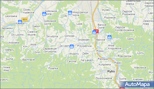 mapa Przysietnica gmina Stary Sącz, Przysietnica gmina Stary Sącz na mapie Targeo