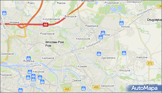 mapa Psie Pole gmina Wrocław, Psie Pole gmina Wrocław na mapie Targeo