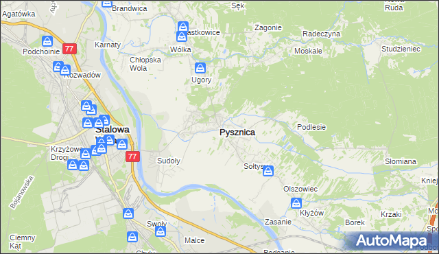 mapa Pysznica, Pysznica na mapie Targeo