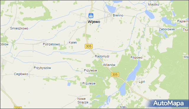 mapa Radomyśl gmina Wijewo, Radomyśl gmina Wijewo na mapie Targeo