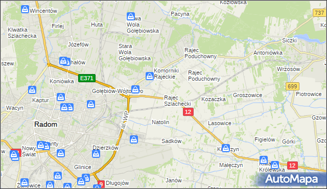 mapa Rajec Szlachecki, Rajec Szlachecki na mapie Targeo