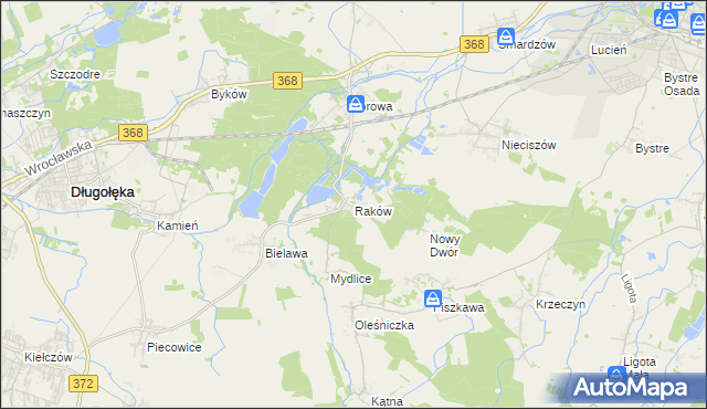 mapa Raków gmina Długołęka, Raków gmina Długołęka na mapie Targeo