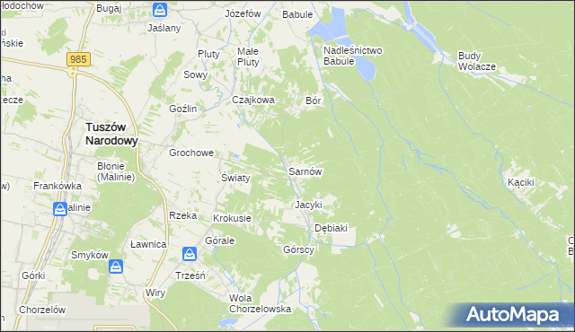 mapa Sarnów gmina Tuszów Narodowy, Sarnów gmina Tuszów Narodowy na mapie Targeo