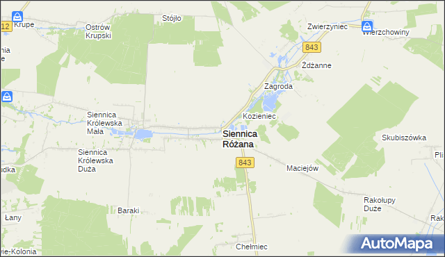 mapa Siennica Różana, Siennica Różana na mapie Targeo