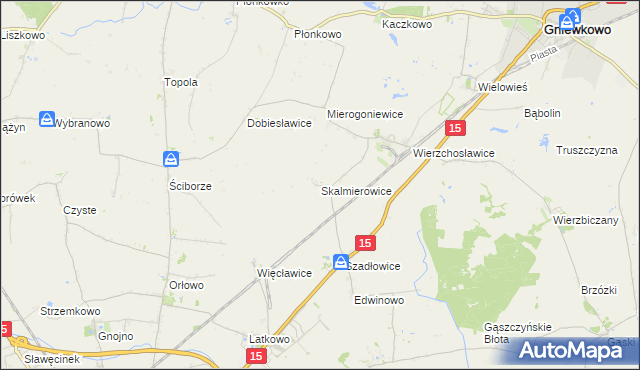 mapa Skalmierowice gmina Gniewkowo, Skalmierowice gmina Gniewkowo na mapie Targeo