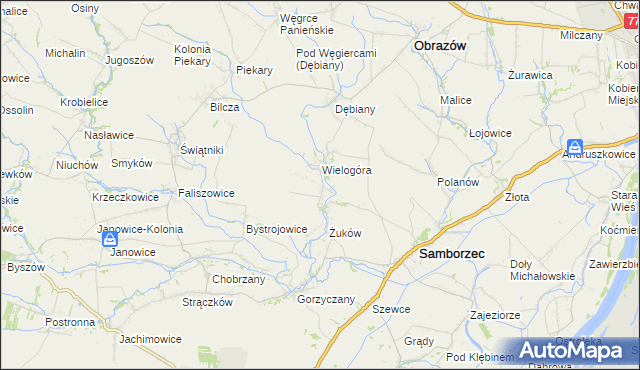 mapa Śmiechowice gmina Samborzec, Śmiechowice gmina Samborzec na mapie Targeo