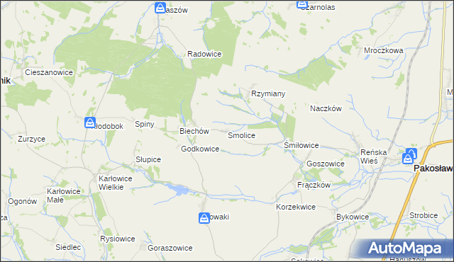 mapa Smolice gmina Pakosławice, Smolice gmina Pakosławice na mapie Targeo