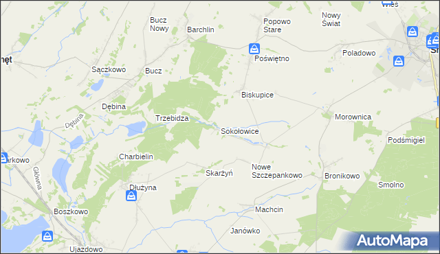 mapa Sokołowice gmina Przemęt, Sokołowice gmina Przemęt na mapie Targeo