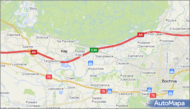 mapa Stanisławice gmina Bochnia, Stanisławice gmina Bochnia na mapie Targeo