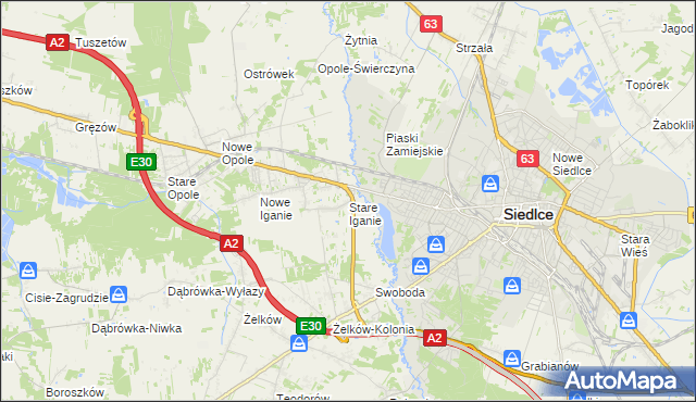 mapa Stare Iganie, Stare Iganie na mapie Targeo