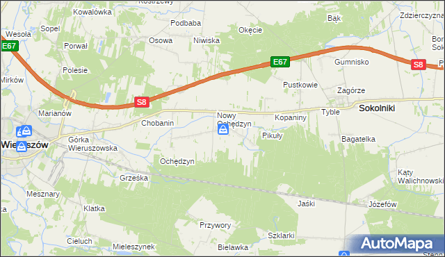 mapa Stary Ochędzyn, Stary Ochędzyn na mapie Targeo