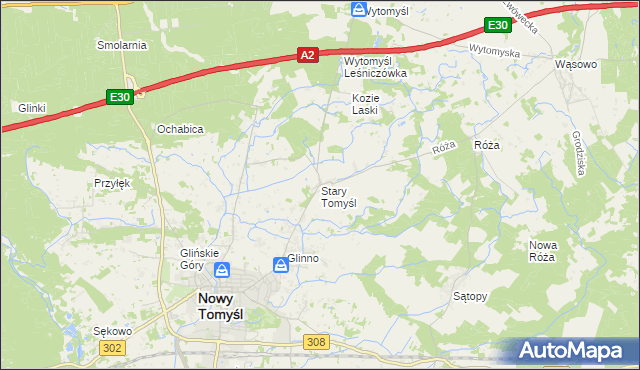 mapa Stary Tomyśl, Stary Tomyśl na mapie Targeo