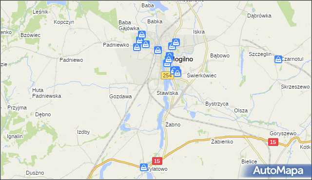 mapa Stawiska gmina Mogilno, Stawiska gmina Mogilno na mapie Targeo