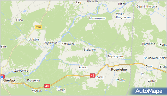 mapa Stefanów gmina Poświętne, Stefanów gmina Poświętne na mapie Targeo