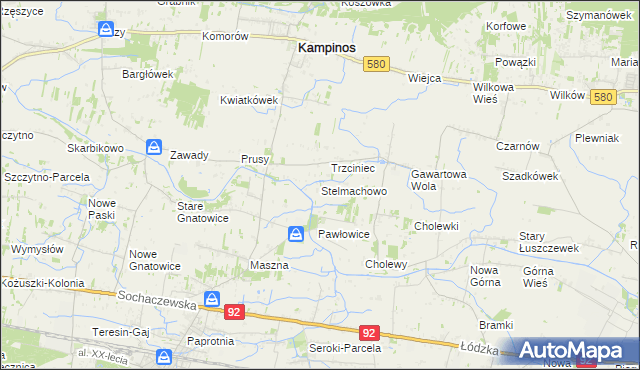 mapa Stelmachowo gmina Leszno, Stelmachowo gmina Leszno na mapie Targeo