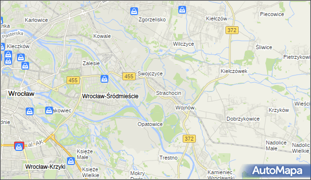 mapa Strachocin gmina Wrocław, Strachocin gmina Wrocław na mapie Targeo