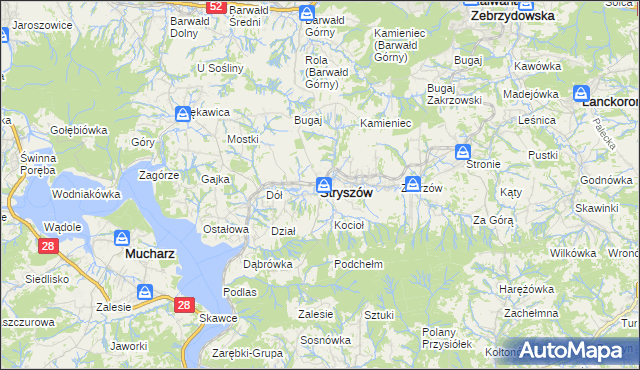 mapa Stryszów, Stryszów na mapie Targeo