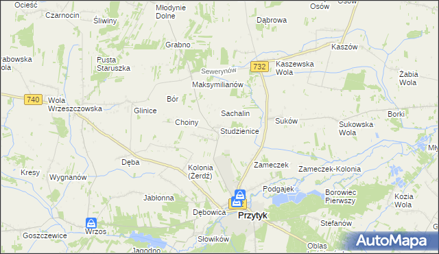 mapa Studzienice gmina Przytyk, Studzienice gmina Przytyk na mapie Targeo