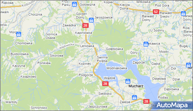 mapa Świnna Poręba, Świnna Poręba na mapie Targeo