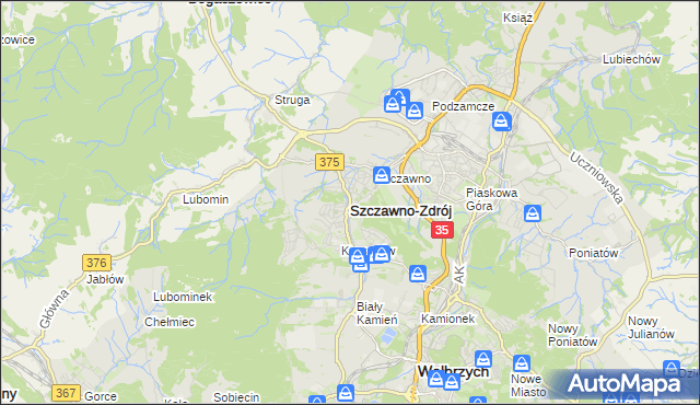 mapa Szczawno-Zdrój, Szczawno-Zdrój na mapie Targeo