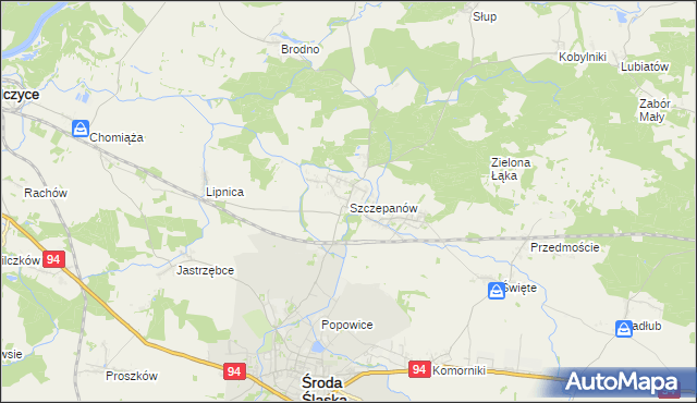 mapa Szczepanów gmina Środa Śląska, Szczepanów gmina Środa Śląska na mapie Targeo