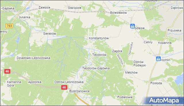 mapa Teodorów gmina Janów, Teodorów gmina Janów na mapie Targeo