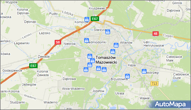 mapa Tomaszów Mazowiecki, Tomaszów Mazowiecki na mapie Targeo