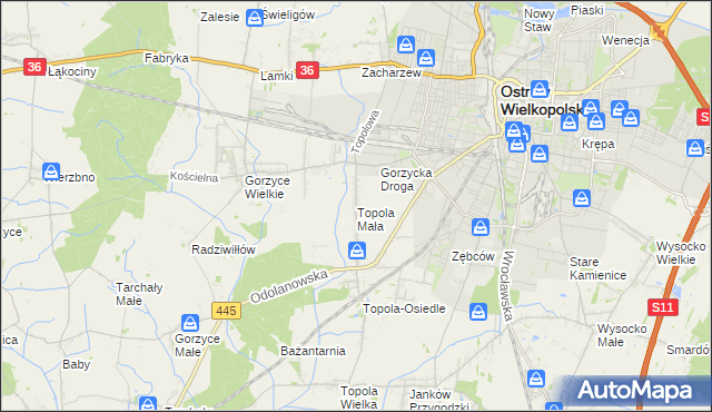 mapa Topola Mała, Topola Mała na mapie Targeo