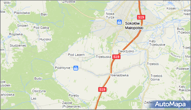 mapa Trzebuska, Trzebuska na mapie Targeo