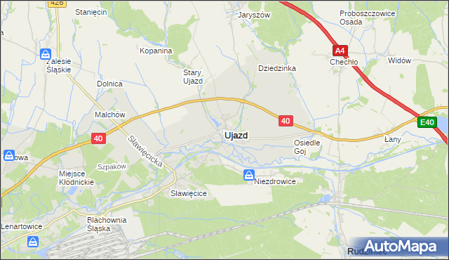 mapa Ujazd powiat strzelecki, Ujazd powiat strzelecki na mapie Targeo