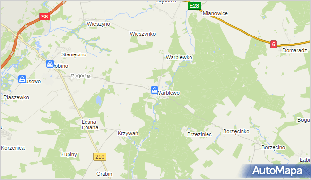 mapa Warblewo gmina Słupsk, Warblewo gmina Słupsk na mapie Targeo